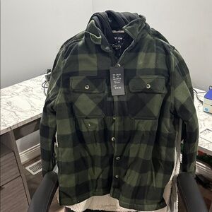 Timberland Black and Green Plaid Shirt Jacket